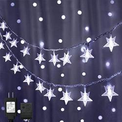 Dooit 49FT 100LED Star String Lights,29V Plug in Fairy String Lights Waterproof,Use for Home Christmas Birthday,Wedding,Girls Kids Room,Ceremony Party, Indoor/Outdoor Decoration (White)