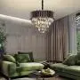 A AXILIXI 12 Lights 5-Tiers K9 Crystal Chandelier, H18 X W24 Modern Round Living Room Chandeliers, Dining Rooms Island Lights, Adjustable Ceiling Lighting Fixture Pendant Lamp