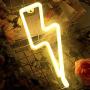 Lightning Bolt Neon Sign for Wall Decor,USB or Battery Decor LED Signs,Neon Lights for Bedroom,Light Up Signs Decorative Neon Light Sign for Home,Christmas,Party,Kids Living Room(Warm White)