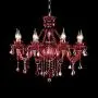 LAKIQ Crystal Modern Chandelier Lighting Fixtures Living Room Bedroom Hanging Pendant Light Candle Candelabras Shape Length Adjustable for Dining Room (Red, 6 Lights)