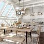 LNC Kitchen Island Lighting, Dining Room Chandelier, Vintage Farmhouse Island Lights with Adjustable Chain, Distressed Wood and Matte Metal, 17” Length
