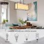 Vinsniv Contemporary Rectangle Kitchen Island 35.43''L Chandelier, Linen Fabric Shade, Adjustable Linear Cage Pendant Ceiling Hanging Lighting for Dining Room Pool Table, Black Metal, 5-Light E26 006