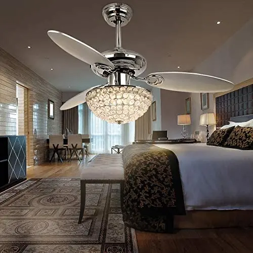 RainierLight Modern 42 Inch Crystal Ceiling Fan Lamp LED 3 Color Changing Light 3 Wood Reversible Blades with Remote Control for Living Room/Bedroom/Quiet/Decoration RainierLight Modern 42 Inch Crystal Ceiling Fan Lamp LED 3 Color Changing Light 3 Wood Reversible Blades with Remote Control for Living Room/Bedroom/Quiet/Decoration