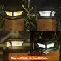 Siedinlar Solar Post Lights Outdoor Glass LED Fence Cap Light 2 Modes for 4x4 5x5 6x6 Posts Deck Patio Garden Decoration Warm White/Cool White Lighting Black (2 Pack)