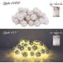 LED Globe String Lights, Decorative Moroccan Orb, 40 Silver Metal Balls, Bright Warm Light, Battery Powered, for Indoor and Outdoor, 16ft