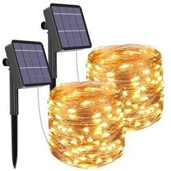 Solar String Lights Outdoor, 2-Packs 480LED Ultra Long Solar Fairy Lights 8 Modes Copper Wire Solar Powered Fairy Lights Outdoor Waterproof for Christmas Garden Yard Party Patio Tree (Warm White)