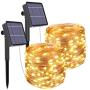 Solar String Lights Outdoor, 2-Packs 480LED Ultra Long Solar Fairy Lights 8 Modes Copper Wire Solar Powered Fairy Lights Outdoor Waterproof for Christmas Garden Yard Party Patio Tree (Warm White)