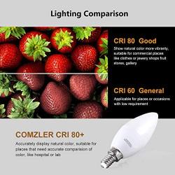 Comzler 6W Candelabra LED Bulb Frosted, Small Base E12 LED Bulb 60 Watts Equivalent, Indoor or Outdoor LED Candelabra Bulbs Daylight White 5000K, Pack of 6