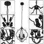 Lingkai Modern Chandelier Foyer Lantern 4-Light Candle Pendant Lighting Industrial Ceiling Hanging Light for Hallway Kitchen Dining Room Fixture Black Finish