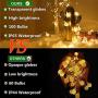 Globe String Lights Battery Operated Fairy Lights 33ft 100 LED Crystal Ball String Lights 8 Modes Remote Waterproof Decoration Lights Indoor Hanging Lights for Bedroom Xmas Wedding Party Garden,Warm