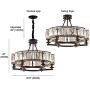 Siljoy Luxury Round Crystal Chandelier Modern LED Dimmable 6-Lights Pendant Lighting Vintage Flush Mount Ceiling Fixture for Dining Room Kitchen Entryway, Dia 25.6'', Black