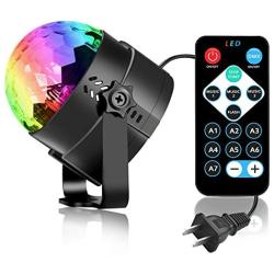Party Lights Disco Light, Spriak Sound Activated Dj Stage Strobe Light, 7 Colors with Remote Control Disco Ball Lamps for Birthday Dance Home KTV Christmas Parties (1 Pack)