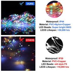 Curtain Lights Voice Activated, LEDGLE Rainbow Twinkle String Lights 300 LED, Fairy Window Decorative Dimmable Christmas Lights, USB Powered 4 Sound Control & 8 Lighting Modes IP44 (Multi Color)