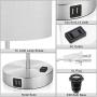 Touch Control Table Lamp, 3 Way Dimmable Bedside Desk Lamp with 2 Fast USB Ports and AC Outlet, Nightstand Lamp for Bedroom Living Room, Modern Office Lamp, Silver Base, 60W LED Bulb Included