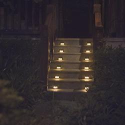 [Warm Light] Solar Lights for Steps Decks Pathway Yard Stairs Fences, LED lamp, Outdoor Waterproof, 6 Pack