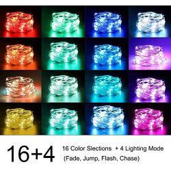 BINZET 33Ft Fairy Lights - With 100 Leds 16 [Multi] Colors Changing Starry String Lights - Remote Controlled Waterproof Twinkle Lights for Bedroom Party Halloween Christmas Decor [USB Style with Plug]