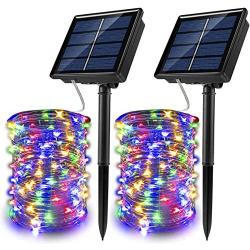 JosMega Upgraded Solar Powered String Fairy Lights 2 Pack 72 ft 200 LED 8 Modes Waterproof IP65 Twinkle Lighting Indoor Outdoor Fairy Firefly Lights Auto ON / Off (2 Pack 72 ft 200 LED, Multicolor)