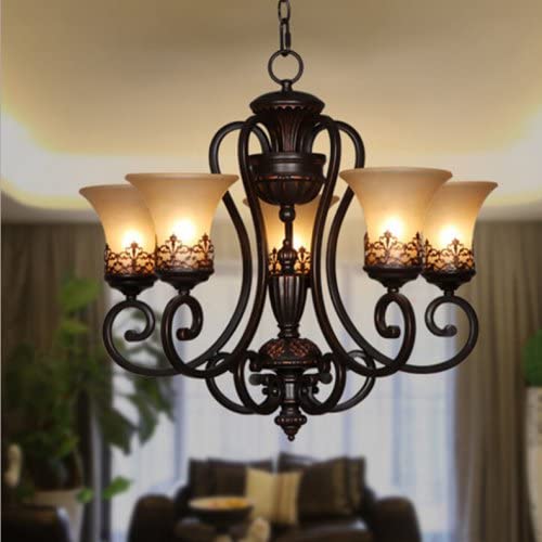 LightInTheBox 5-Light Chandeliers Retro black Elegant and simple style Flush Mount Painting Lighting Fixture Lamp for Dining Room, Kitchen, Garage