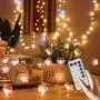 Flower String Lights, Remote Cherry Blossom String Lights ,16.4ft 50 LEDs USB or Battery Operated Fun Room Fairy Lights for All Weather, Wedding, Dorm, Girls Bedroom, Baby Carriage Decoration