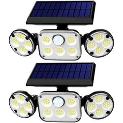 Solar Motion Lights Outdoor, RJFOYB 3 Heads Solar Lights Outdoor, 78 LED Waterproof Flood Lights Outdoor, 270° Adjustable Solar Security Light with Motion Sensor for Garden Garage Patio Yard, 2 Pack