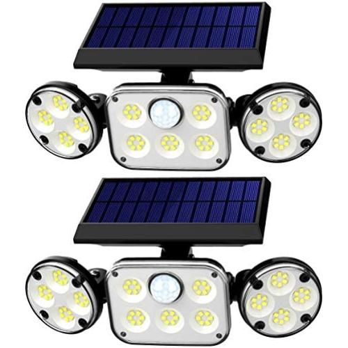 Solar Motion Lights Outdoor, RJFOYB 3 Heads Solar Lights Outdoor, 78 LED Waterproof Flood Lights Outdoor, 270° Adjustable Solar Security Light with Motion Sensor for Garden Garage Patio Yard, 2 Pack