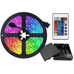 Battery Powered LED Strip Lights, 9.8ft 24-Keys Remote Controlled, DIY Indoor and Outdoor Decoration.