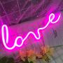 iceagle Love Neon Signs for Wall Decor,USB or Battery Decor Light,Neon Light for Bedroom,LED Neon Decorative Lights for Christmas,Party,Girls Living Room(Pink)