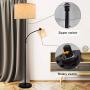 DLLT Living Room Standing Floor Lamps for Reading, Modern Tall Pole Lamp for Contemporary Home with Adjustable Side Light, Mid-Century Industrial Lighting with Drum Shade for Bedroom, Office, Metal