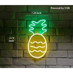 Britrio LED Neon Light Sign, 14”x7” Pineapple Neon Sign Wall Hanging Sign Wall Art for Bar Bedroom Living Room Kid’s Room Party,Home Decor Neon Night Light USB Powered(Yellow)