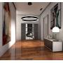 Chandeliers Lighting, Modern LED Pendant Light Fixture 1 Ring Chandelier with Remote Control Kitchen Ceiling Light Black Meenyo