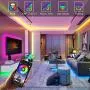AHSELLUS LED Strip Lights, 50ft 15m RGB LED Light Strip 5050 LED Tape Lights, Color Changing LED Lights for Bedroom Kitchen Bar Party DIY Decoration with APP Bluetooth Control + Remote+Music Sync