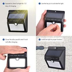 Solar Lights Outdoor, Sunix Motion Sensor Outdoor Light 22 LED Wireless Waterproof Security Light Wall Mounted for Patio, Deck, Yard, Garden, 4 Pack