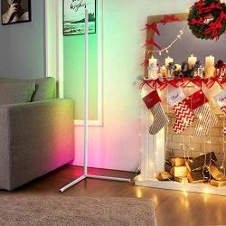 LED Floor Lamp RGB Dimming Discoloration Corner Standing Lights Nordic Style Home Decoration Color Changing Lighting with Remote Control Suitable for Living Room Bedroom Dining Room Corridor (White)