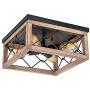 Eyassi Flush Mount Ceiling Lights Fixtures, Farmhouse 4-Light Wooden Close to Ceiling Lighting Black Ceiling Lamp for Kitchen Island Living Room Bedroom Hallway Laundry Entryway