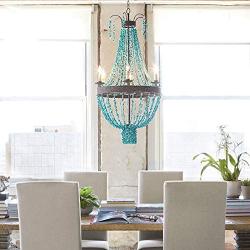 American Retro Turquoise Chandelier for Living Room,5 Light Creative Antique Metal Pendant Lighting Fixture,Staircase Decor E12 Candle Hanging Light