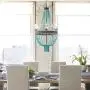 American Retro Turquoise Chandelier for Living Room,5 Light Creative Antique Metal Pendant Lighting Fixture,Staircase Decor E12 Candle Hanging Light