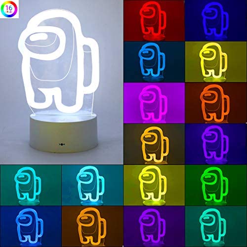 Among Us 3D Illusion Table Lamp, Among Us Game Night Lignt, LED Ambient Light, Night Lights 3D Illusion Deskto Lamp, USB Powered Led Lights Bedroom Decoration Lamp Christmas Gift Birthday Gift