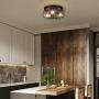 Vintage Semi Flush Mount Ceiling Light, Elibbren E26 Industrial Metal Cage Ceiling Light Fixture 3 Lights for Bedroom Kitchen Dining Room Living Room