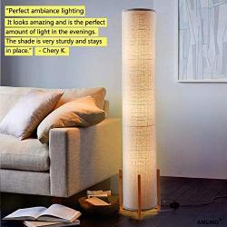 Floor Lamp, Amumo 52'' Gothic LED Modern Gray Floor Lamp for Living Room Decorative Elegant Design Tall Contemporary Column Soft Light Floor Lamp for Bedroom Office with Fabric Shade & 2 Light Warm 9W