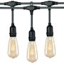 Brightown Weatherproof String Lights Outdoor Patio Lights with 12 Hanging Sockets & 7Watt ST40 Clear Edison Bulbs, Connectable Strand for Backyard Porch Bistro Party, 18FT, E17 Base, Black