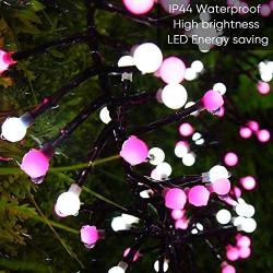 Quntis Christmas Fairy String Lights - 13FT 400 LEDs Waterproof Outdoor Indoor Valentines Day Globe Lights - Linkable and 8 Flash Modes for Wedding Party Backyard Bedroom Home Decoration, Pink White