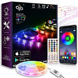 QJB Bluetooth Led Strip Lights - RGB 5050 Led Music Sync Color Changing Lights, App Controlled - for TV, Bedroom Decoration(19.68ft/6M)