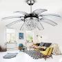 Sweety House Crystal Ceiling Fan Remote Control Modern Invisible 8 Leaf Fan Light Decoration Living Room Dining Room Chandelier 42 Inch(8 Leaf Style)