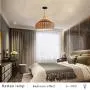 Vintage Chandelier, Natural Bamboo Pendant Lamp, Rattan Handwoven E27 Ceiling Light Fixture for Bedroom Dining Room Kitchen Hanging [Energy Class A+],50cm