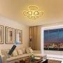 Ganeed LED Ceiling Lights Dimmable Acrylic Chandelier with Remote Control 90W 8 Heads Flower Shape Flush Mount Ceiling Lamp for Living Dining Room Kitchen Bedroom(White/3000-6500K)