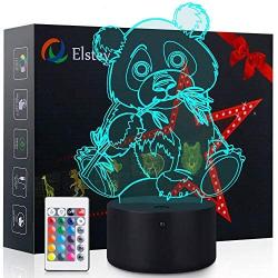 Pand Night Light, 3D Optical Illusion Giant Panda Bear Lamp, Desk Bedroom Decor for Boys or Girls, Touch & Remote - Control & 16 Color Toys Light, Perfect Gift for Kids Friends Birthdays Christmas