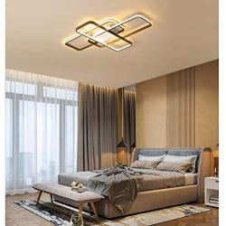 Modern LED Ceiling Lamps Living Room Bedroom Dining Room Decor Lighting Fixtures Hanging Flush Mount Chandelier Contemporary Brown Square Designs Remote LED Ceiling Lights for Kitchen Island Bathroom