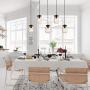 LALUZ Farmhouse Chandelier for Dining Rooms, 5-Lights Mason Jar Lights,Height Ajustable Pendant Lighting for Kitchen Island LALUZ Farmhouse Chandelier for Dining Rooms, 5-Lights Mason Jar Lights,Height Ajustable Pendant Lighting for Kitchen Island