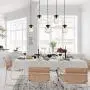 LALUZ Farmhouse Chandelier for Dining Rooms, 5-Lights Mason Jar Lights,Height Ajustable Pendant Lighting for Kitchen Island