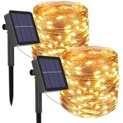 kolpop Solar String Lights Outdoor, Solar Powered Fairy Lights 240 LED 8 Modes Garden Copper Wire Waterproof Decoration Lighting for Tree Patio Christmas Camping Wedding Party Warm White
